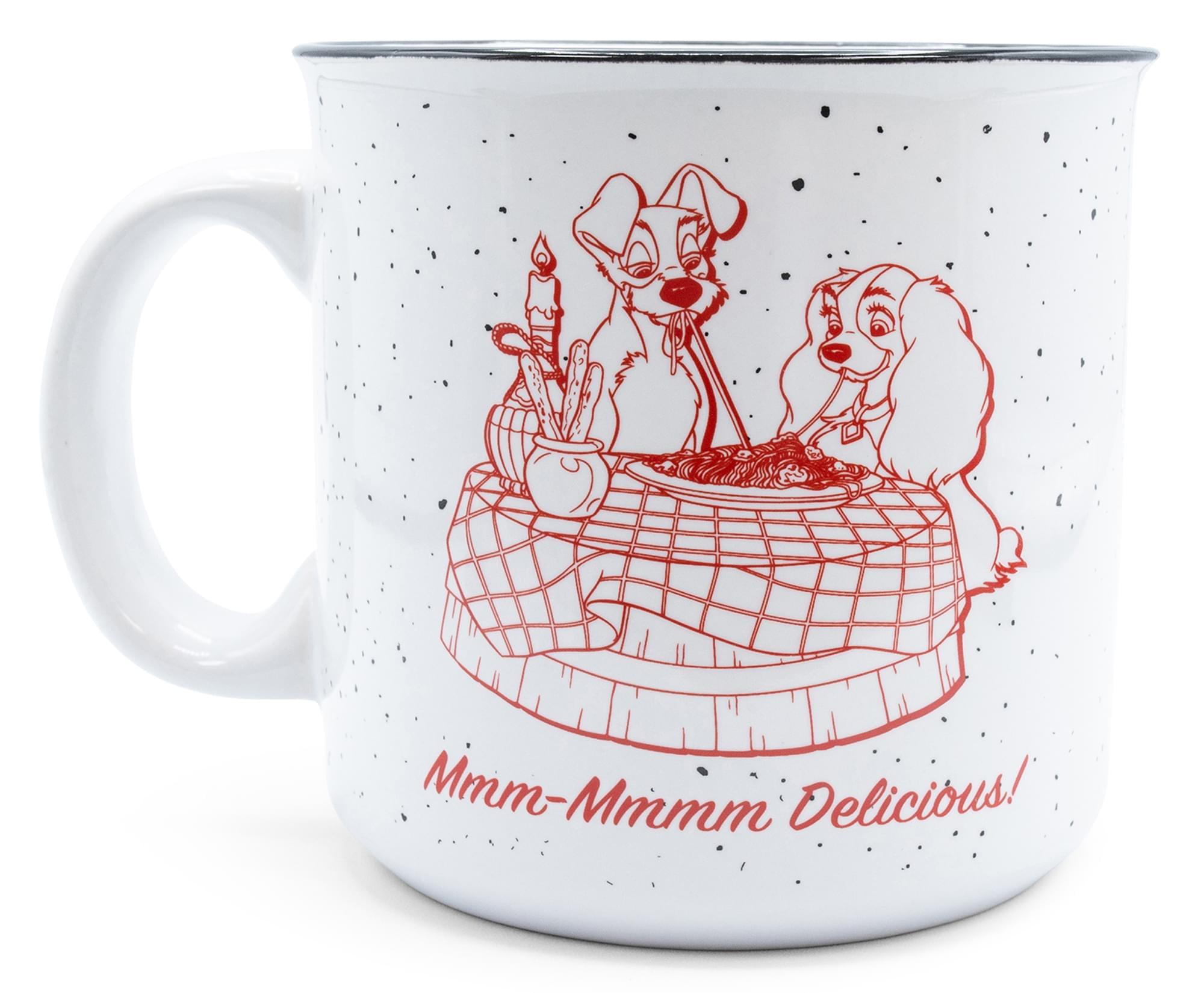 Disney Lady and the Tramp 14-Ounce Heart-Shaped Handle Ceramic Mugs | Set  of 2