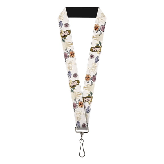 Disney Lanyard, Beauty and the Beast Belle Castle Pose with Script, Elastic