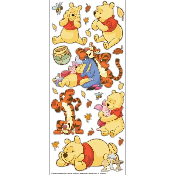 EK Disney Large Flat Stickers-Pooh W/Characters
