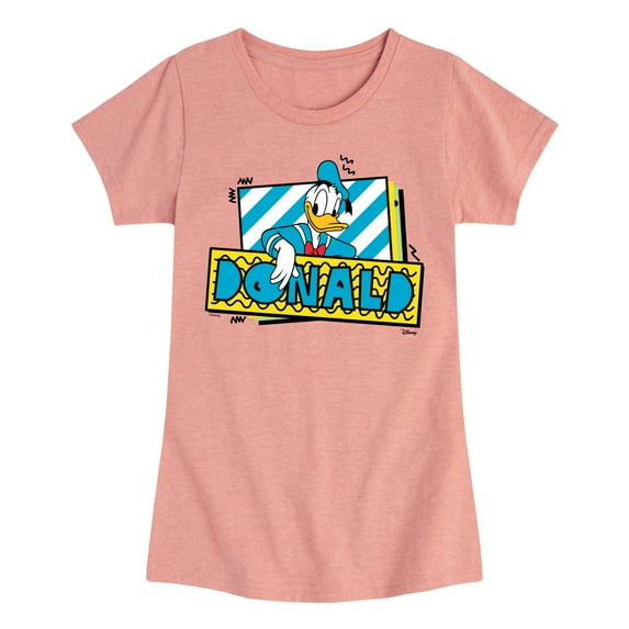 Disney - Leaning Donald Duck With Nametag  - Toddler & Youth Girls Short Sleeve Graphic T-Shirt
