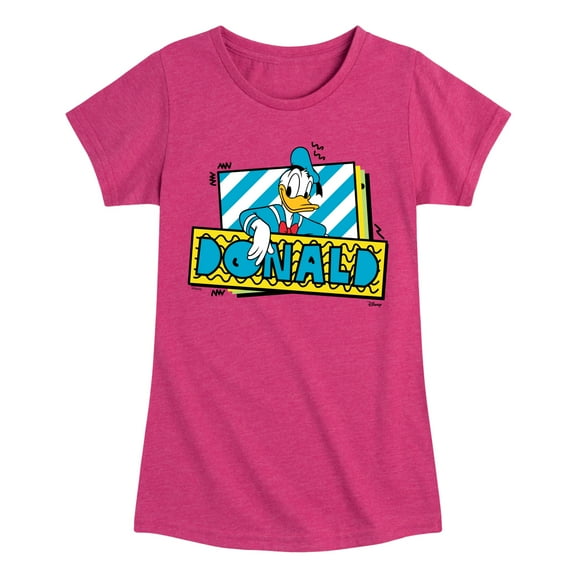 Disney - Leaning Donald Duck With Nametag - Toddler & Youth Girls Short Sleeve Graphic T-Shirt