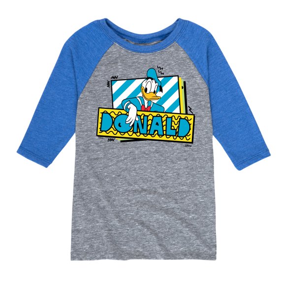 Disney - Leaning Donald Duck With Nametag - Toddler & Youth Raglan Graphic T-Shirt