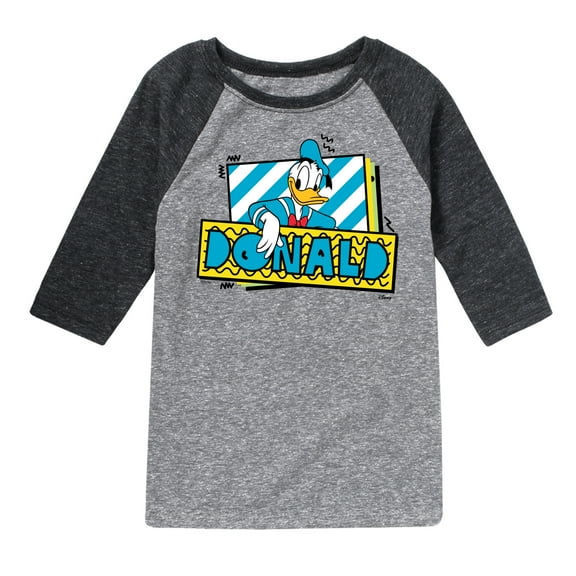 Disney - Leaning Donald Duck With Nametag - Toddler & Youth Raglan Graphic T-Shirt