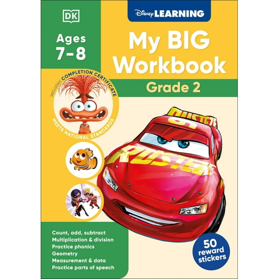 Disney Learning Disney Learning Big Workbook Grade 2: Math & English Workbook for Kids Aged 7-9, Curriculum-Based, (Paperback)