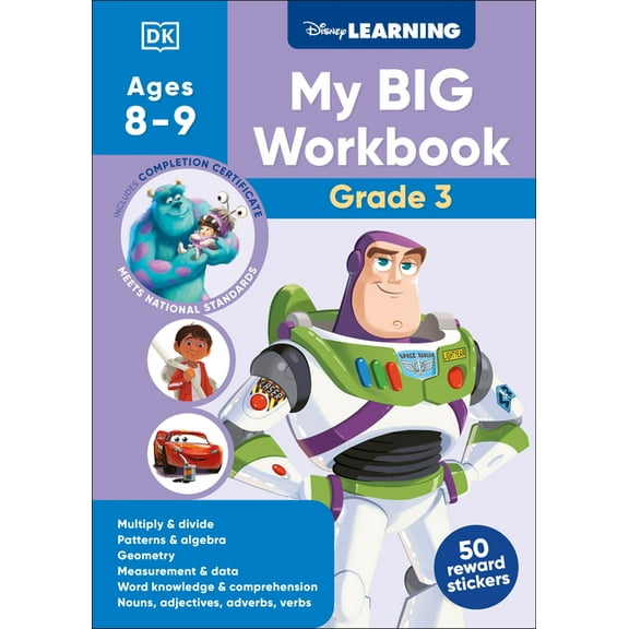 Disney Learning Disney Learning Big Workbook Grade 3: Math & English Workbook for Kids Aged 8-9, Curriculum-Based, (Paperback)