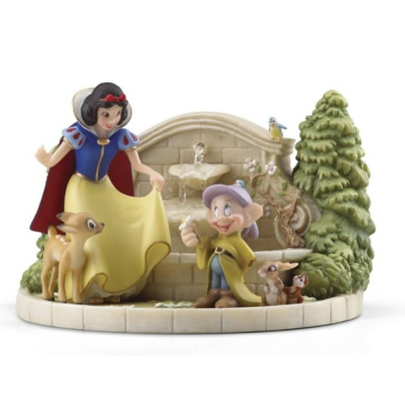 Disney Lenox Snow White With Dopey Charming Garden Fountain Figurine #868818