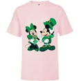 thumbnail image 1 of Disney Leprechaun Mickey Minnie Shamrock St. Patrick’s Day - Short Sleeve T-Shirt for Kids - Customized-Soft Pink, 1 of 5