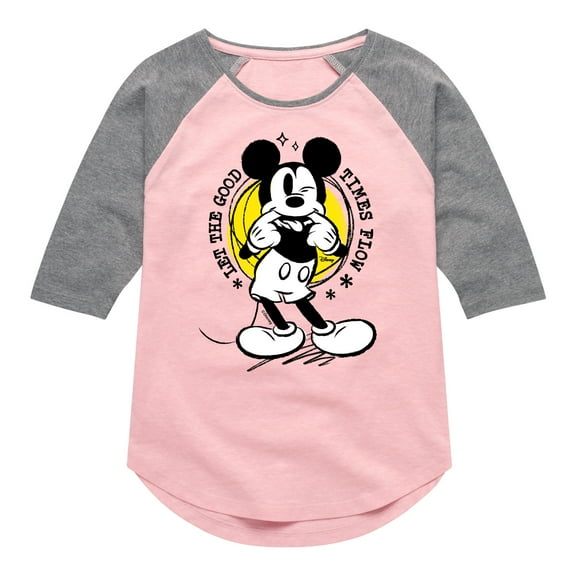 Disney - Let The Good Times Flow - Toddler & Youth Girls Raglan Graphic T-Shirt