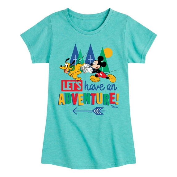 Disney - Mickey & Pluto - Let's Have An Adventure - Toddler & Youth Girls Short Sleeve Graphic T-Shirt