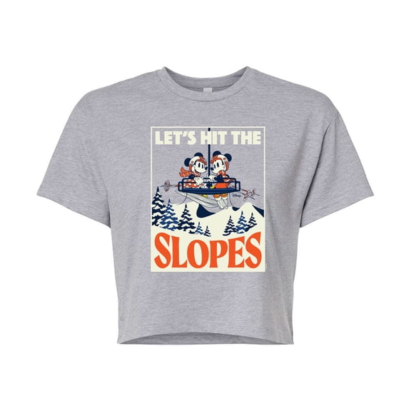 Disney - Lets Hit The Slopes - Juniors Cropped Cotton Blend T-Shirt