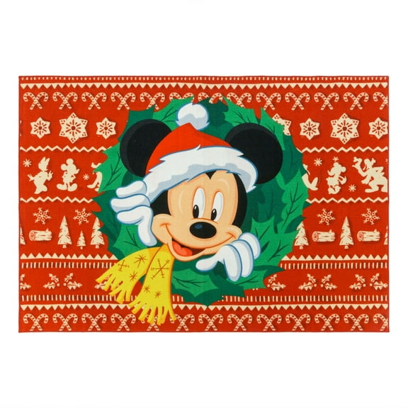 Disney Kids Digital Mickey Wreath Disney Youth Printed Wreath Indoor Area Rug, 4x6