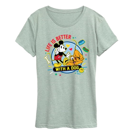 Disney - Life Is Better With Dog Women's Short Sleeve Graphic T-Shirt