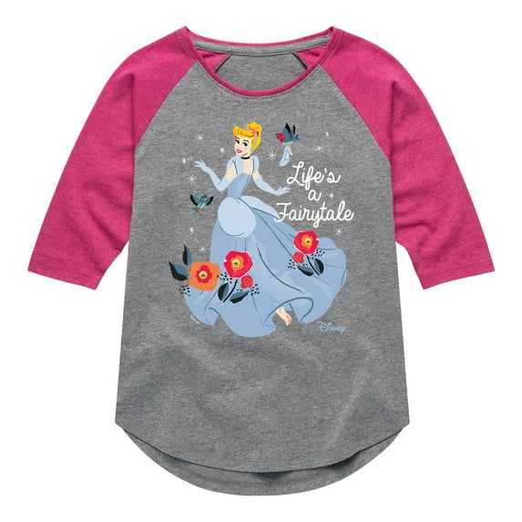 Disney - Lifes A Fairytale - Toddler & Youth Girls Raglan Graphic T-Shirt