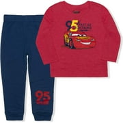 Disney Lightning Mc Queen Jogger Set for Boys, Toddlers' Long Sleeve Tee and Jog Pants