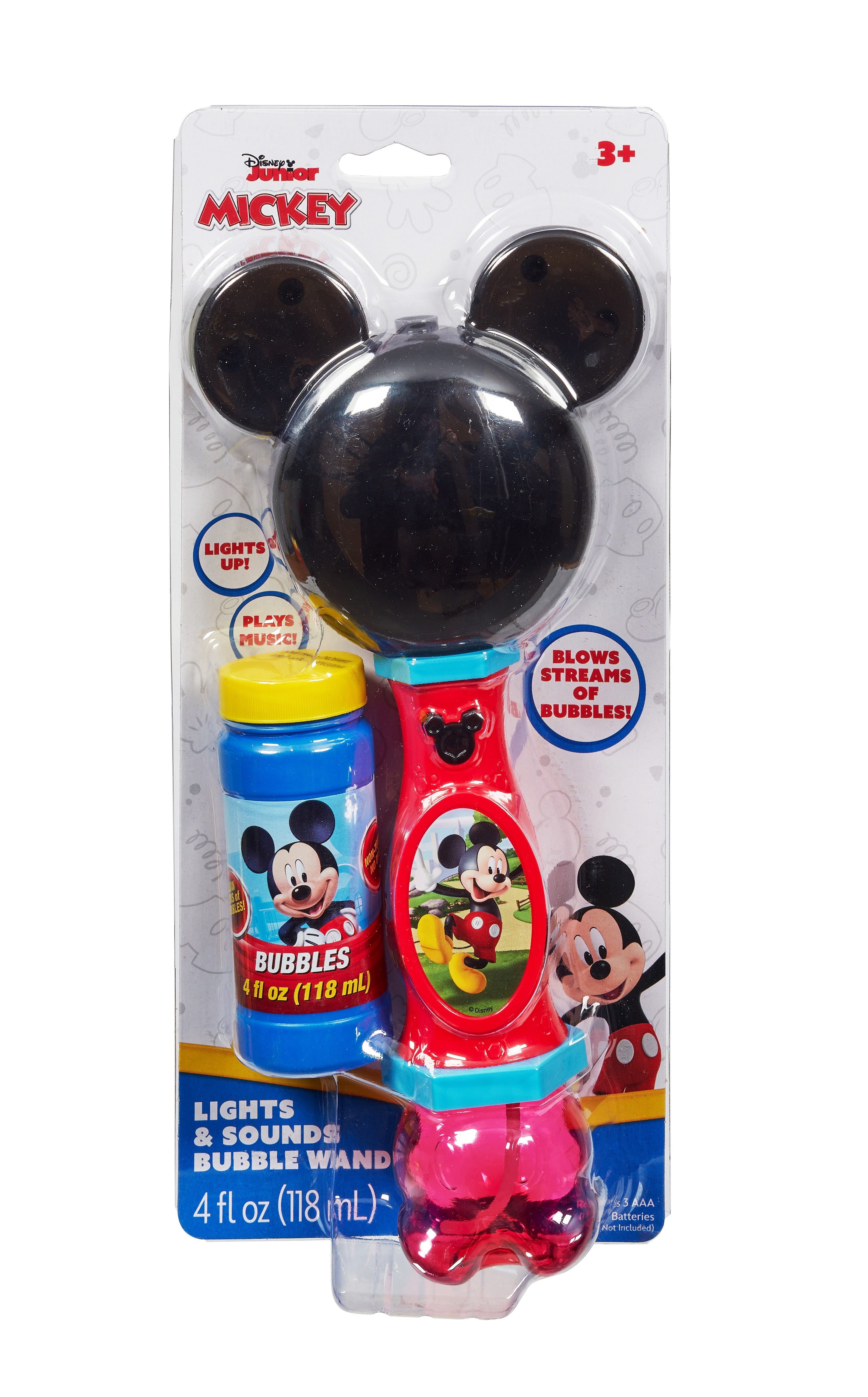 Little Kids Disney Mickey Mouse Light and Sound Musical Bubble Wand, Includes Bubble Solution