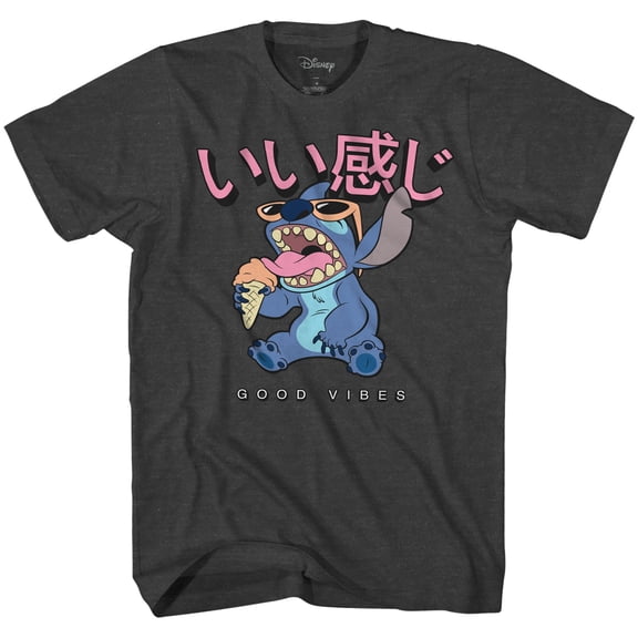 Disney Lilo And Stitch Japanese Good Vibes Ice Cream Adult T-Shirt