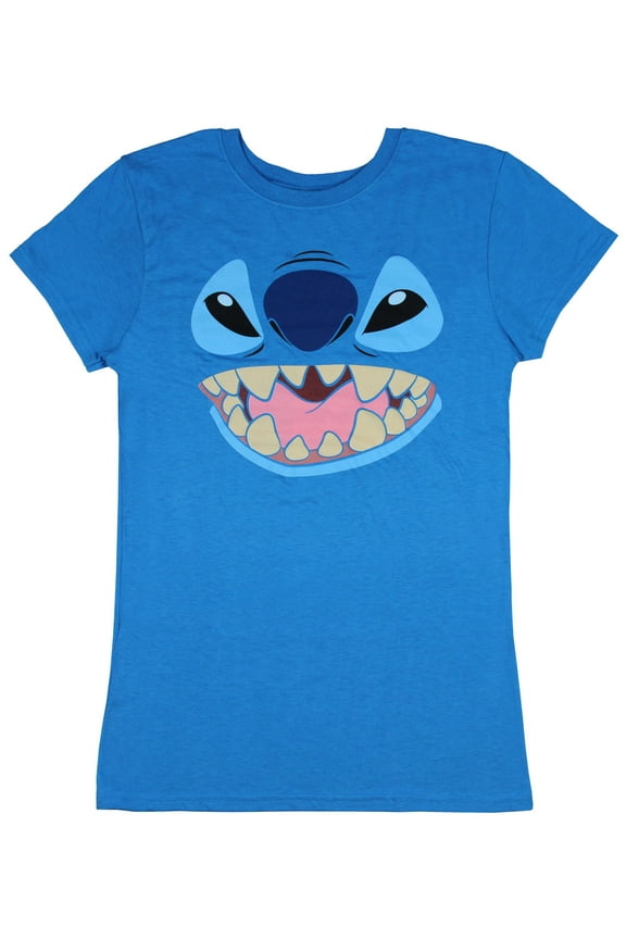 Disney Lilo And Stitch Juniors Stitch Face Character Graphic Licensed T-Shirt