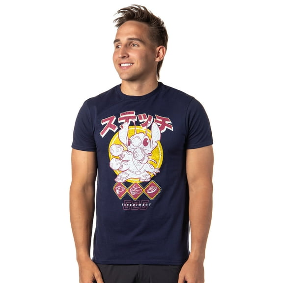 Disney Lilo And Stitch Men's Experiment 626 Kanji Graphic Print T-Shirt