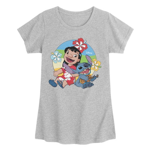 Disney - Lilo And Stitch Retro Circle - Youth Girls Short Sleeve T-Shirt