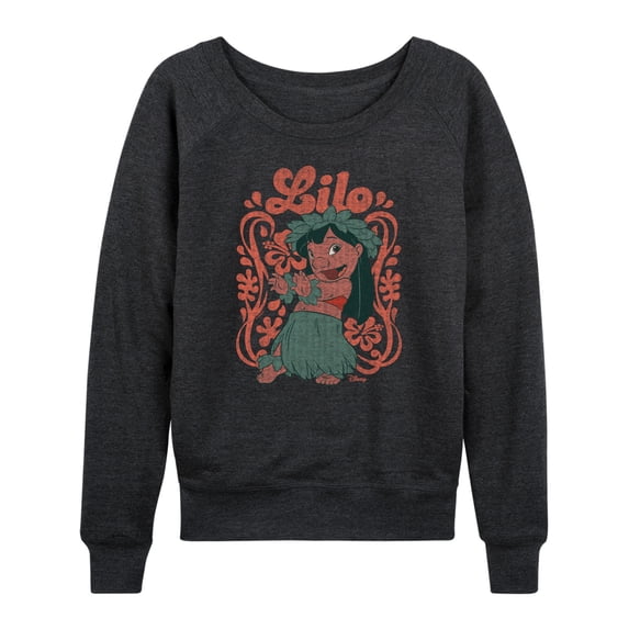 Disney - Lilo Floral Frame - Women's French Terry Long Sleeve Pullover