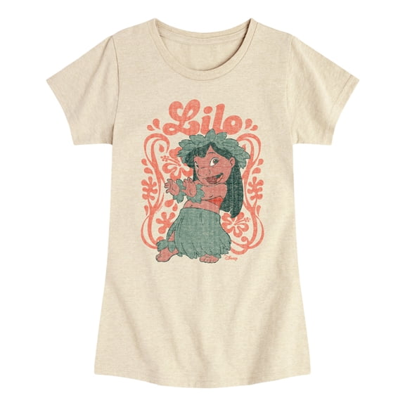 Lilo & Stitch - Lilo Floral Frame - Youth Girls Fitted Short Sleeve T-Shirt