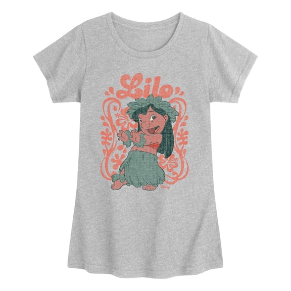 Lilo & Stitch - Lilo Floral Frame - Youth Girls Fitted Short Sleeve T-Shirt