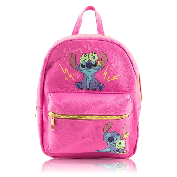 Disney Lilo and Sitch Mini Backpack for Kids & Adults 10" PU Leather Disney Backpack Purse Featuring Stitch & Scrump Toddler Travel Bag, Small Backpack Bookbag for School, Travel, or Everyday...