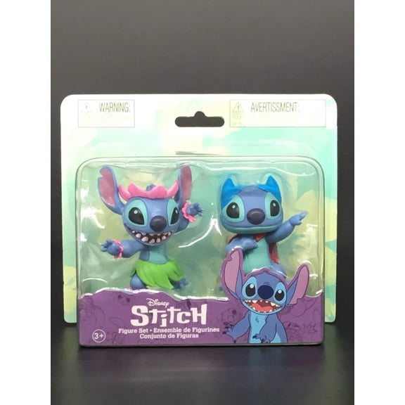 Disney Lilo Stitch 2 Figure Set - Superhero Stitch and Hula Stitch (Pink Version)