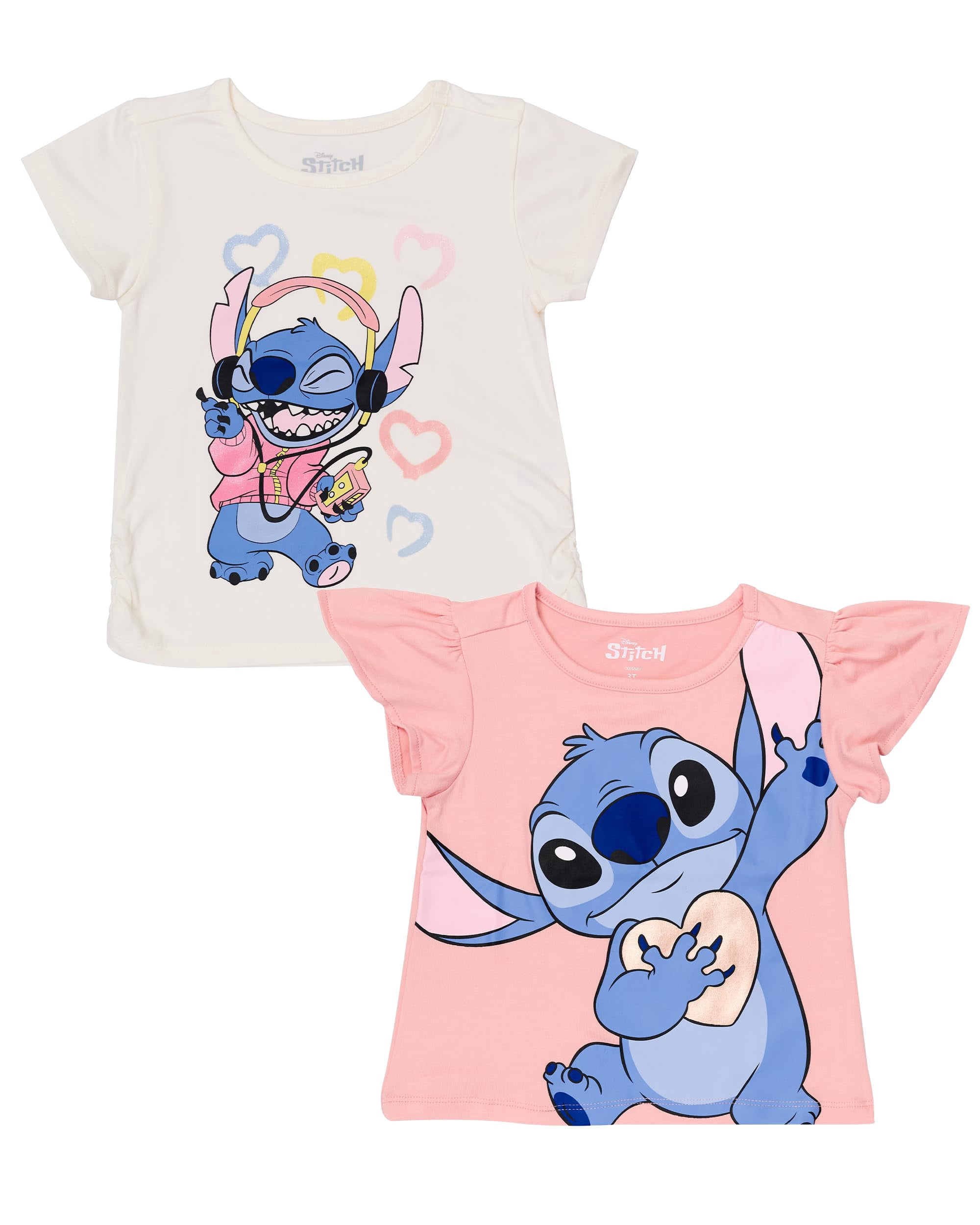 Disney Lilo & Stitch 2-Pack Short Sleeve T-Shirt, Girls Cute Outfits ...