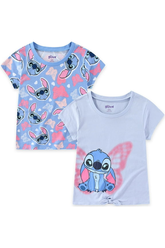 Lilo & Stitch 2 Pack Short Sleeve T-Shirt (Girls), Sizes 8-16