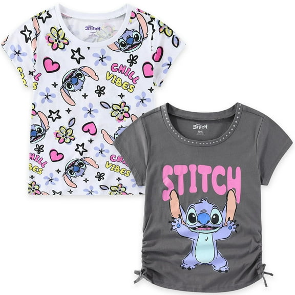 Disney Lilo & Stitch 2 Pack Short Sleeve T-Shirt (Girls), Sizes 8-16