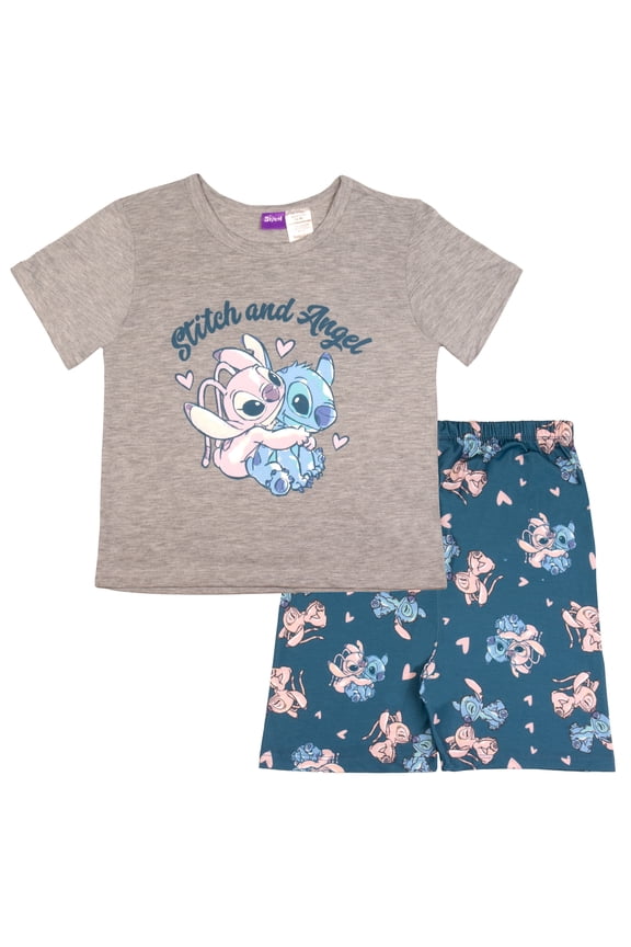 Lilo & Stitch 2 Piece T-Shirt and Biker Shorts Set Lilo and Stitch Graphic Print Girls Outfits for Kids Fashion Clothes (Size 7-14)