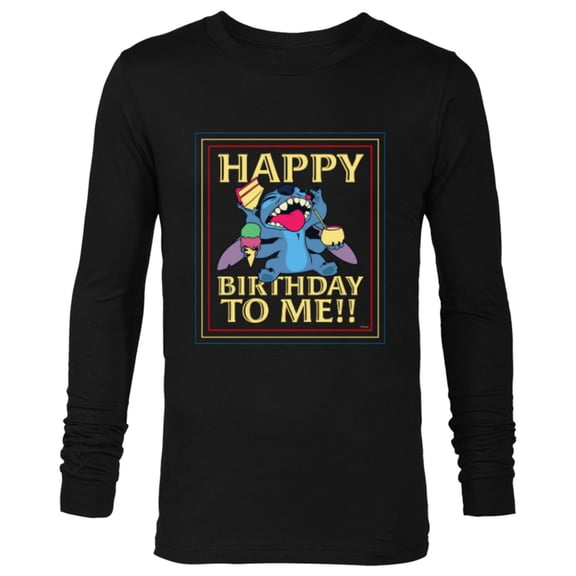 Disney Lilo & Stitch 4-Armed Treats “Happy Birthday to Me!!” - Long Sleeve T-Shirt for Men - Customized-Black