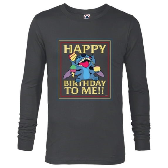 Disney Lilo & Stitch 4-Armed Treats “Happy Birthday to Me!!” - Long Sleeve T-Shirt for Men - Customized-Charcoal Heather