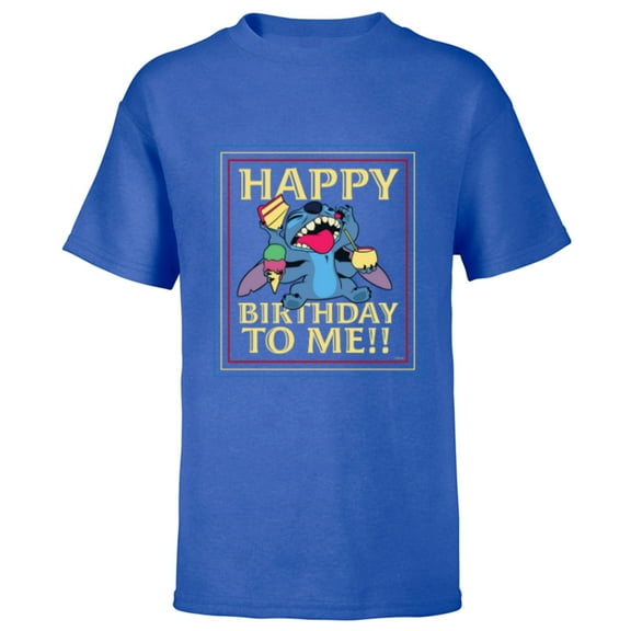 Disney Lilo & Stitch 4-Armed Treats “Happy Birthday to Me!!” - Short Sleeve T-Shirt for Kids - Customized-Royal