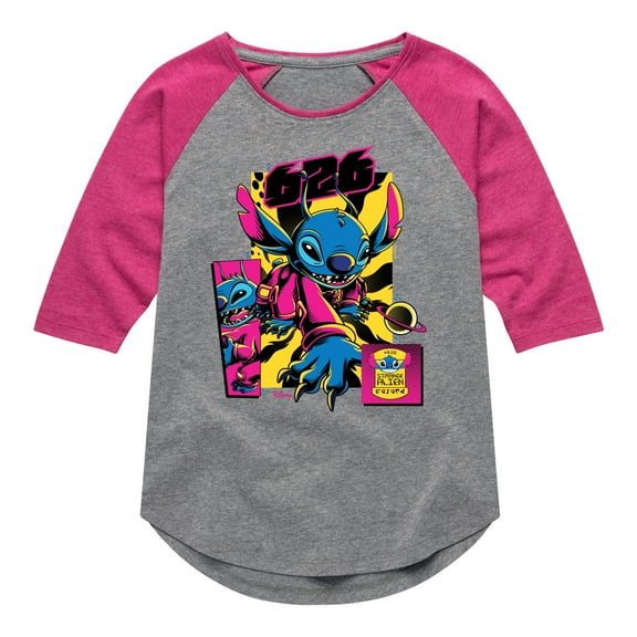 Disney - Lilo & Stitch - 626 Comic Page - Toddler & Youth Girls Raglan Graphic T-Shirt