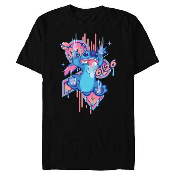 Disney Lilo & Stitch 626 Stitch Day Drool Slide June 26 - Short Sleeve Blended T-Shirt for Adults - Customized-Black