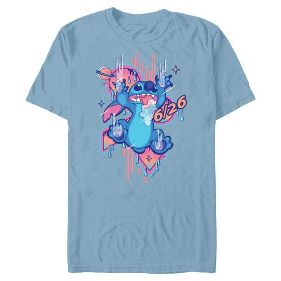 Disney Lilo & Stitch 626 Stitch Day Drool Slide June 26 - Short Sleeve Blended T-Shirt for Adults - Customized-Ocean Blue