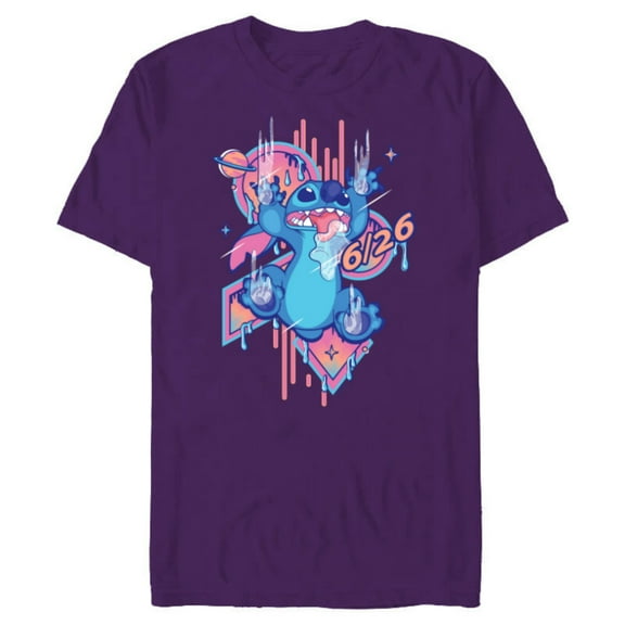 Disney Lilo & Stitch 626 Stitch Day Drool Slide June 26 - Short Sleeve Blended T-Shirt for Adults - Customized-Purple