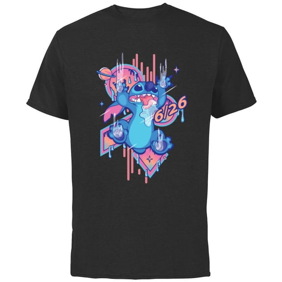 Disney Lilo & Stitch 626 Stitch Day Drool Slide June 26 - Short Sleeve Cotton T-Shirt for Adults - Customized-Black