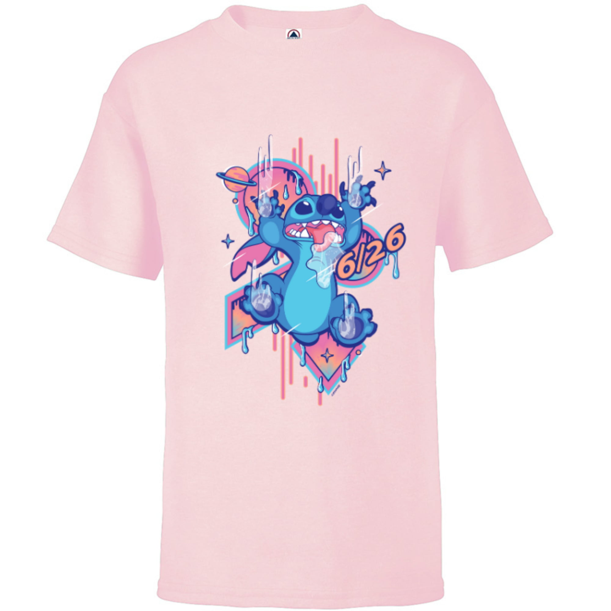 Disney Lilo & Stitch 626 for June Customized-White 26 Stitch T- Kids Slide Short Shirt - Sleeve Drool - Day