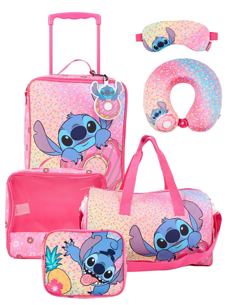Disney Lilo & Stitch 7-Piece Kids Luggage Set, 14” Softside