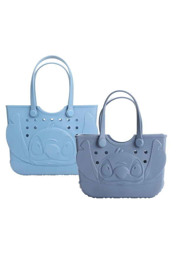 Disney Lilo & Stitch 2 Pack Tote Set- Medium 16.5" and Small 12.75" EVA Rubber Molded Gummy Tote Bag For Work, Sports, Pool, Beach