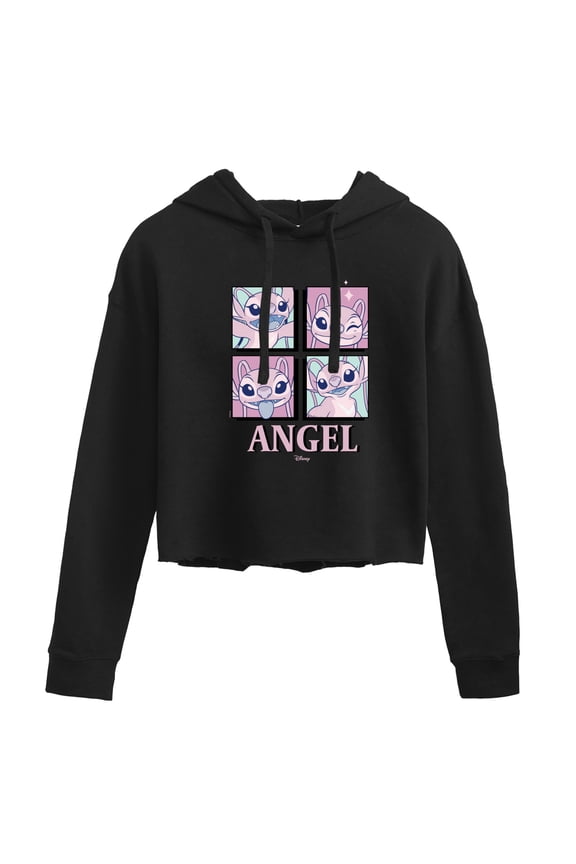 - Lilo & Stitch - All The Expressions Of Angel - Juniors Cropped Pullover Hoodie
