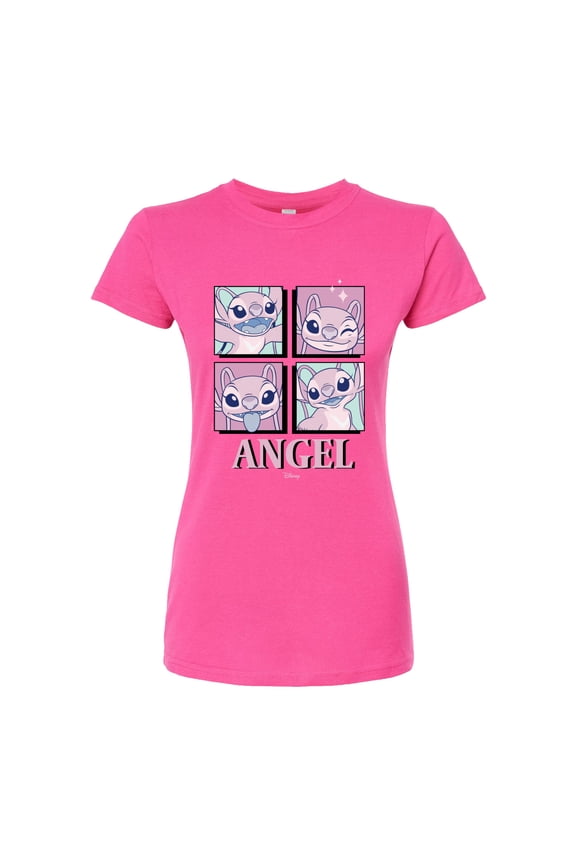 - Lilo & Stitch - All The Expressions Of Angel - Juniors Fitted Graphic T-Shirt
