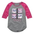 thumbnail image 1 of Disney - Lilo & Stitch - All The Expressions of Angel - Toddler & Youth Girls Raglan Graphic T-Shirt, 1 of 4