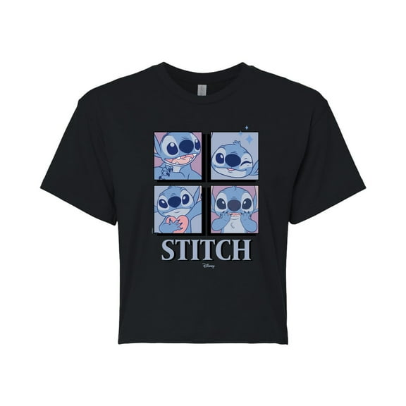 Disney - Lilo & Stitch - All The Expressions of Stitch - Juniors Cropped Cotton Blend T-Shirt