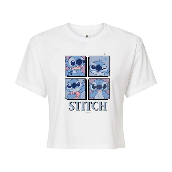 Disney - Lilo & Stitch - All The Expressions of Stitch - Juniors Cropped Cotton Blend T-Shirt