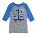 thumbnail image 1 of Disney - Lilo & Stitch - All The Expressions of Stitch - Toddler & Youth Raglan Graphic T-Shirt, 1 of 4
