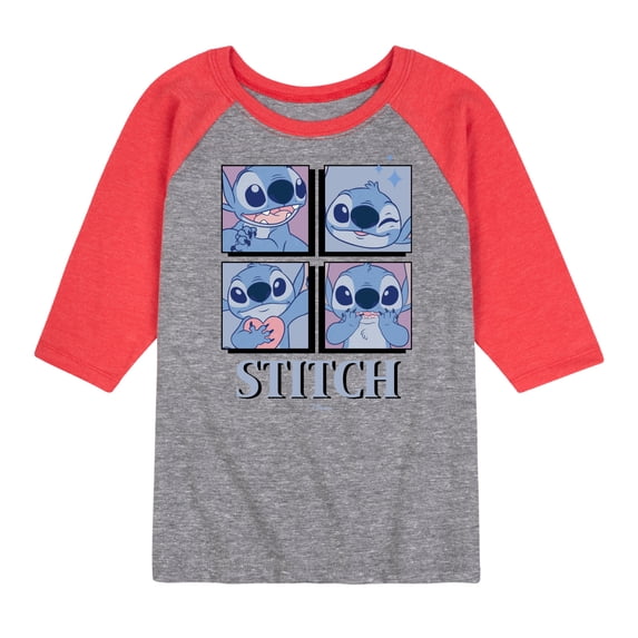 Disney - Lilo & Stitch - All The Expressions of Stitch - Toddler & Youth Raglan Graphic T-Shirt